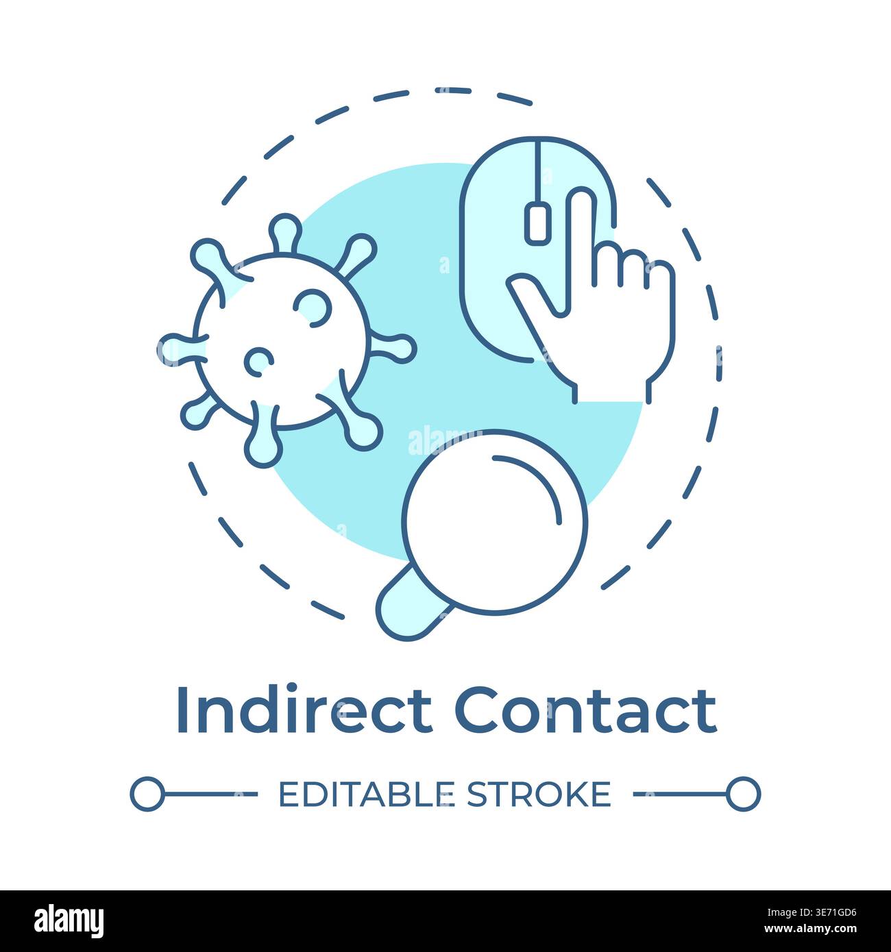 Indirect contact soft blue concept icon Stock Vector