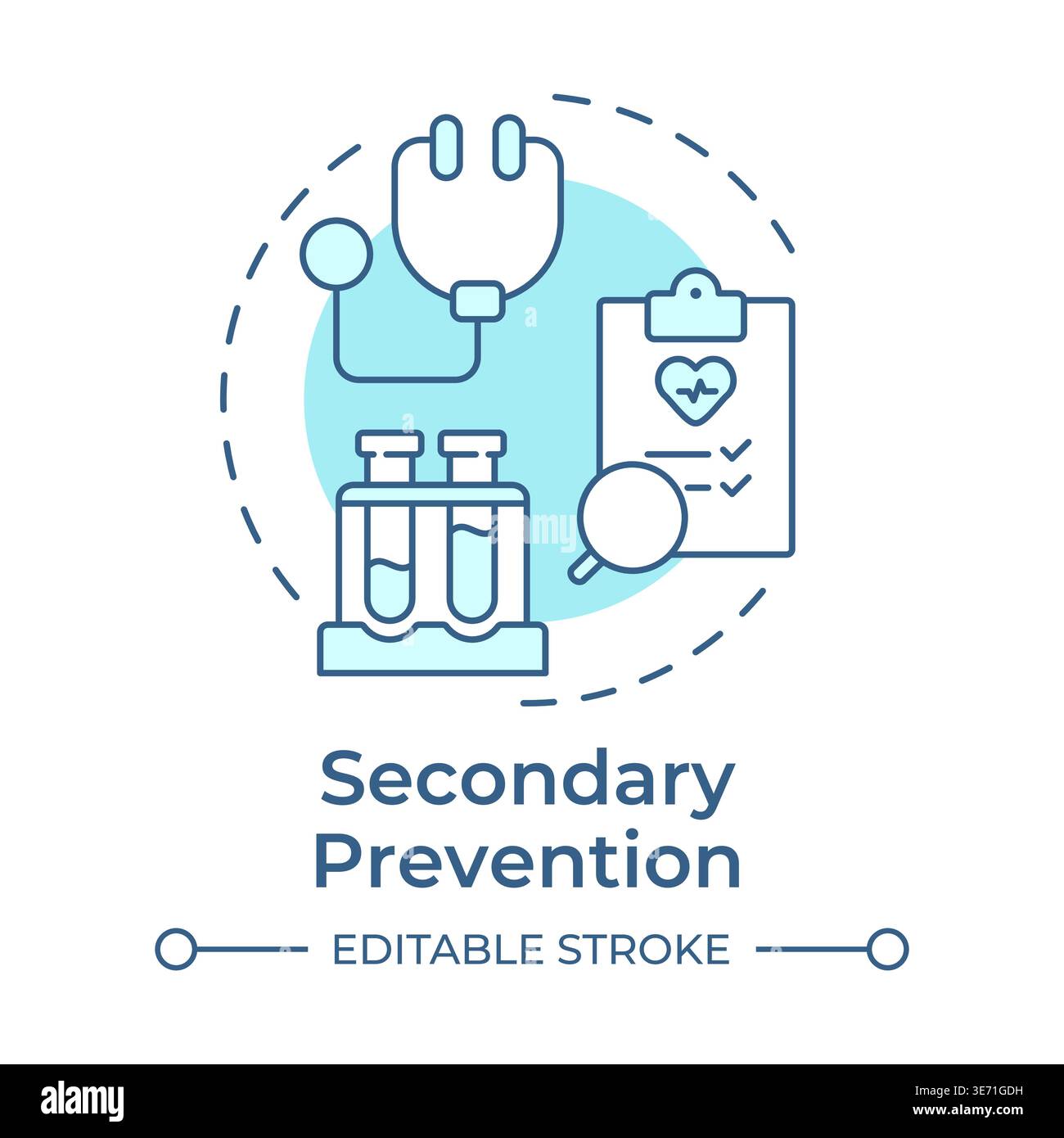 Secondary prevention soft blue concept icon Stock Vector