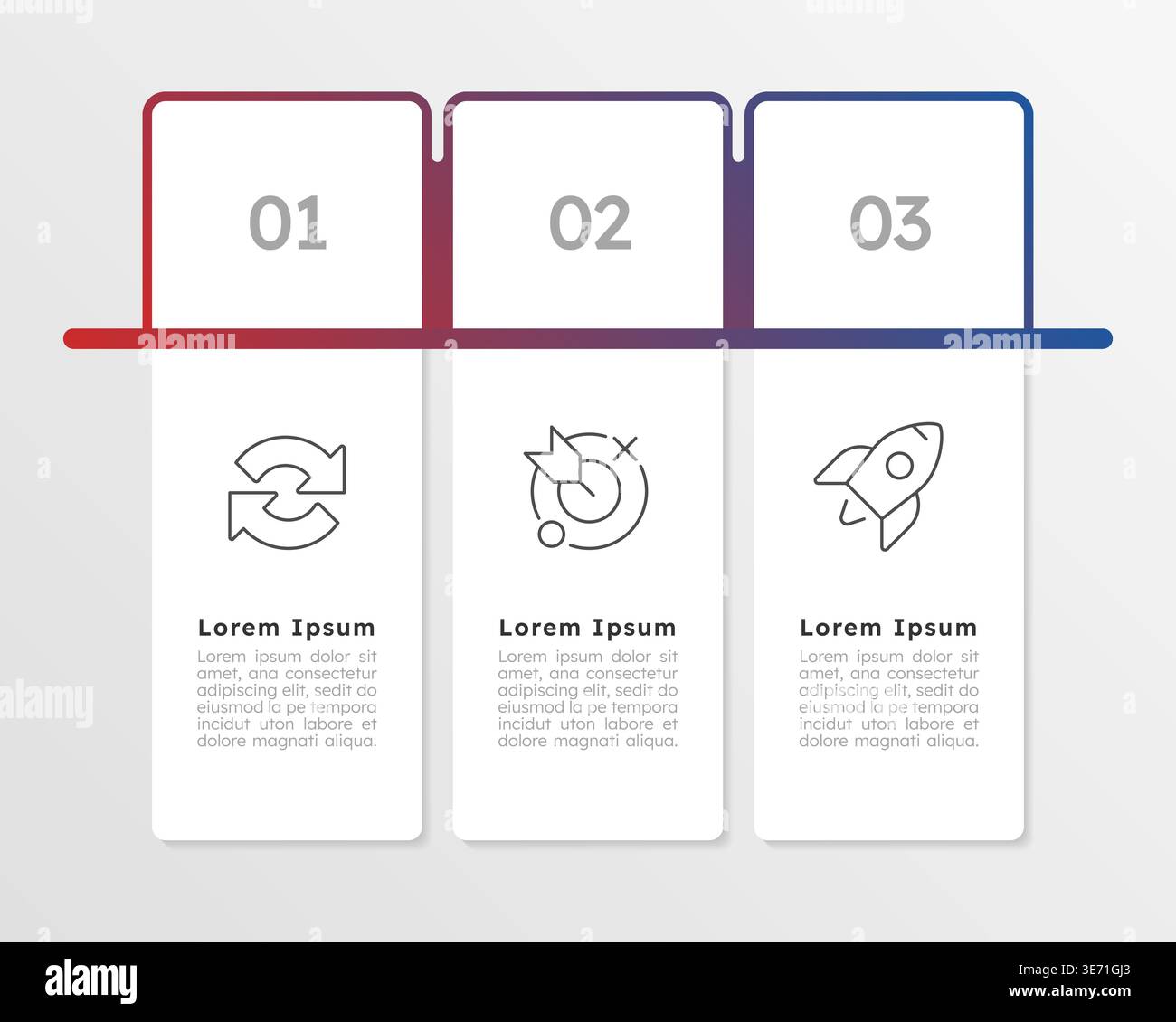 Organization core values update blue gradient infographic 3 steps Stock Vector