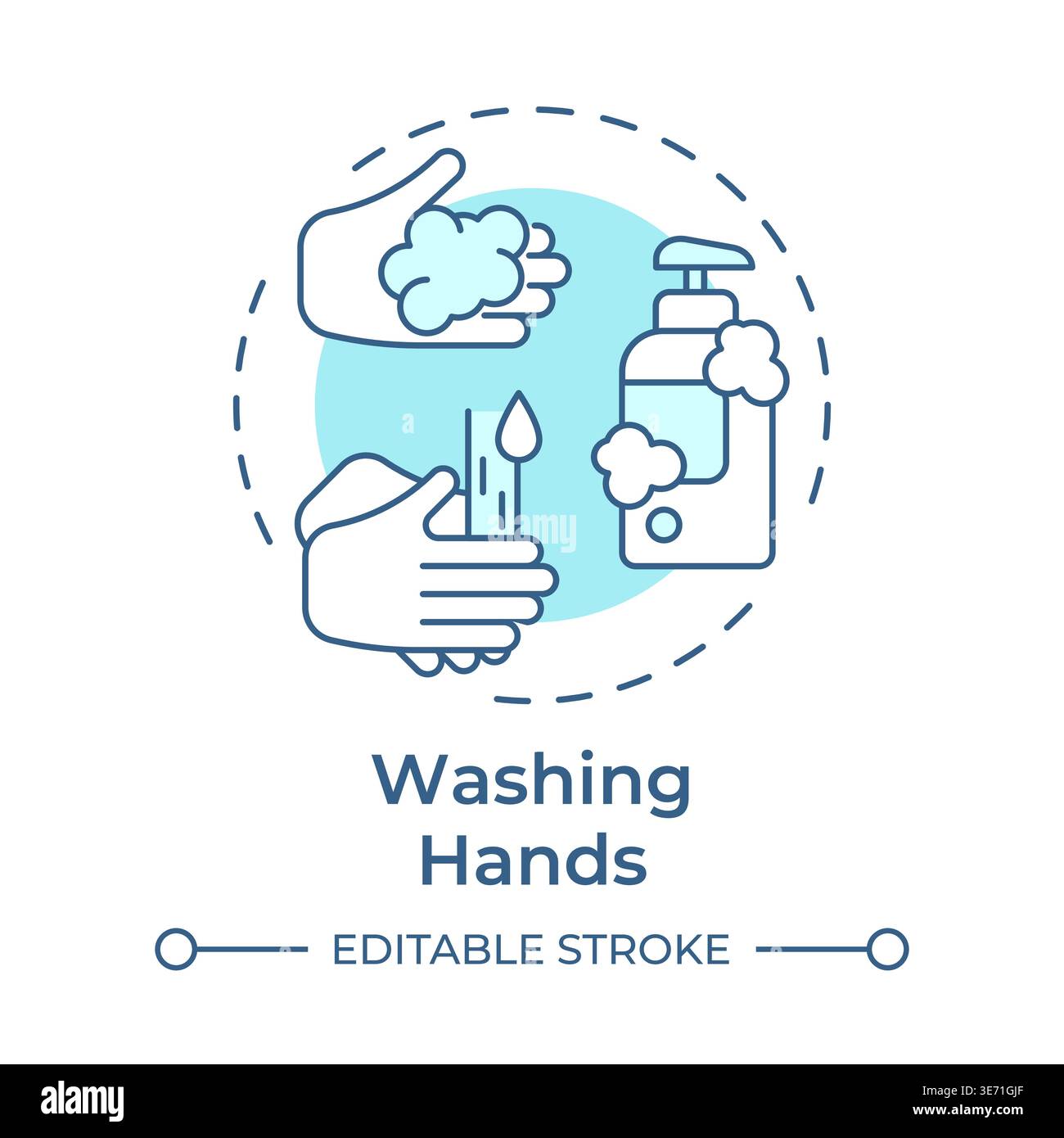 Washing hands soft blue concept icon Stock Vector