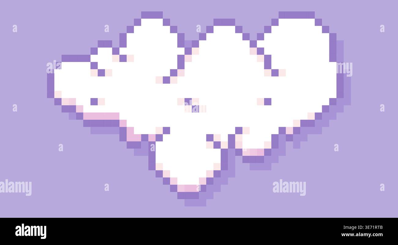 Pixel game art white cloud. Stock Vector
