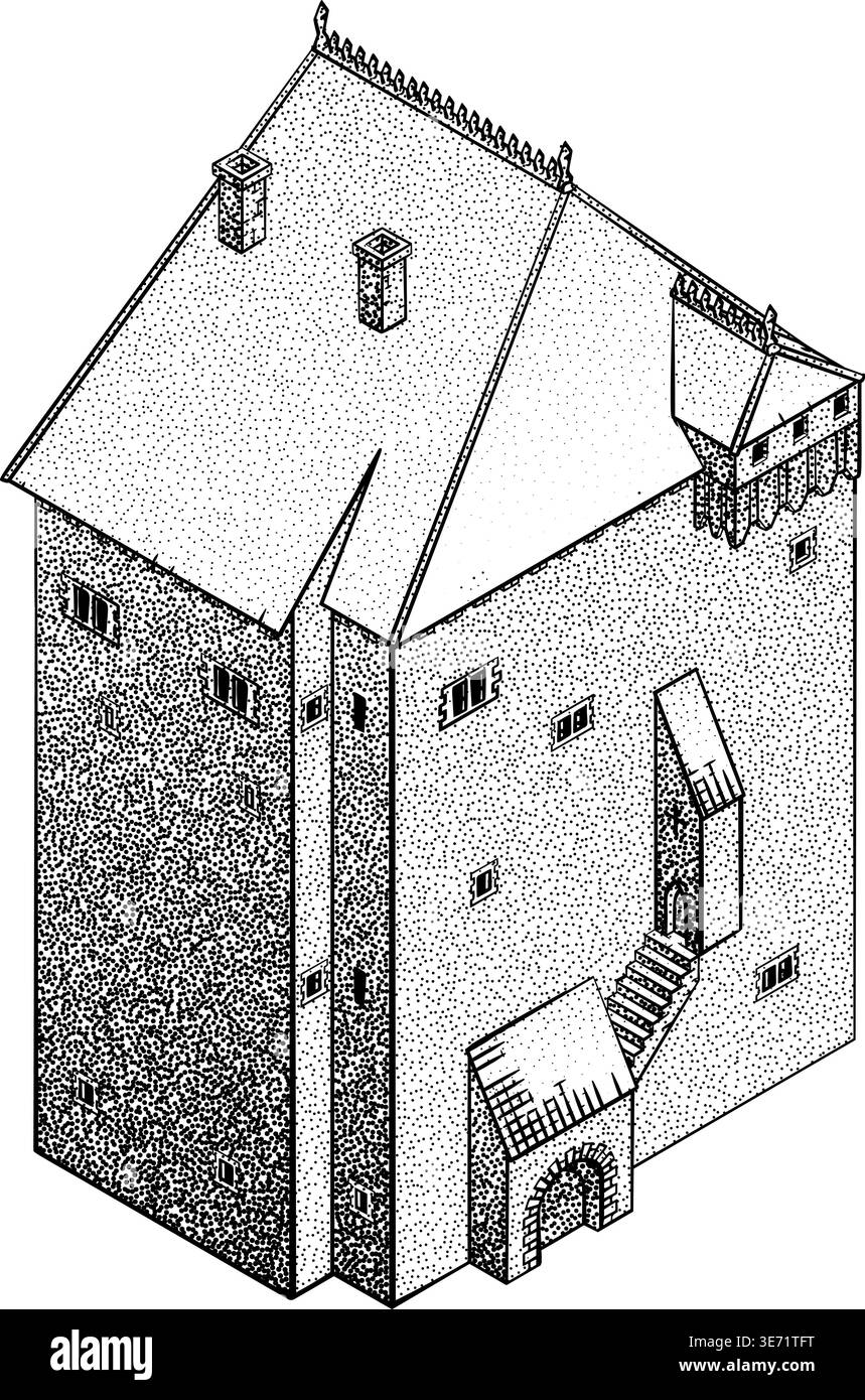 Medieval Building Map Icon Vintage Illustration Stock Vector Image ...