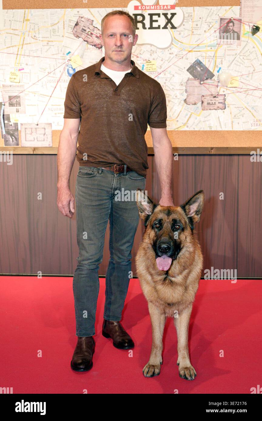 Rex Frehner Maximilian Brückner with Rex at the premiere of the first of six ...