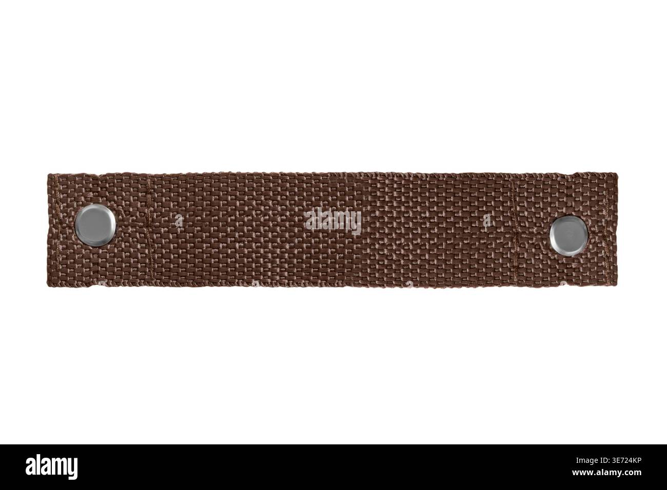 Brown fabric blank patch with rivets isolated over white Stock Photo