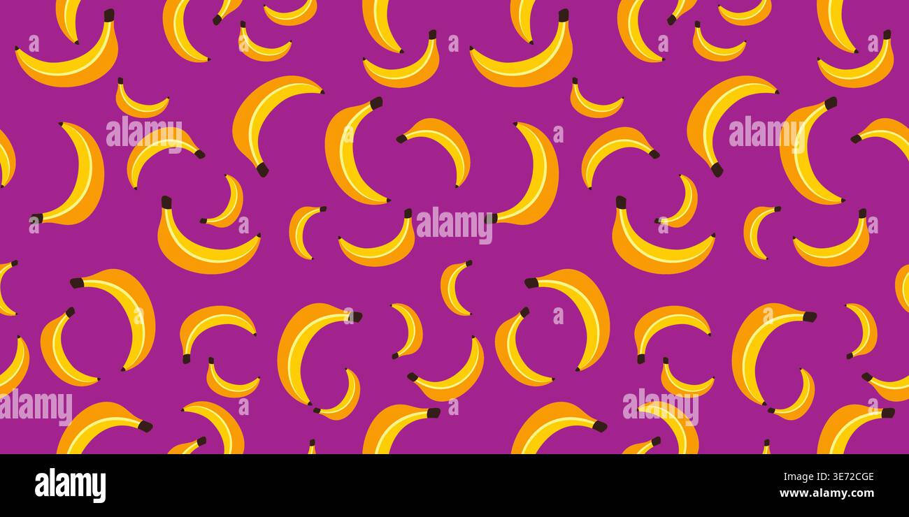 Cute Banana Fruits Seamless Pattern Design Stock Vector
