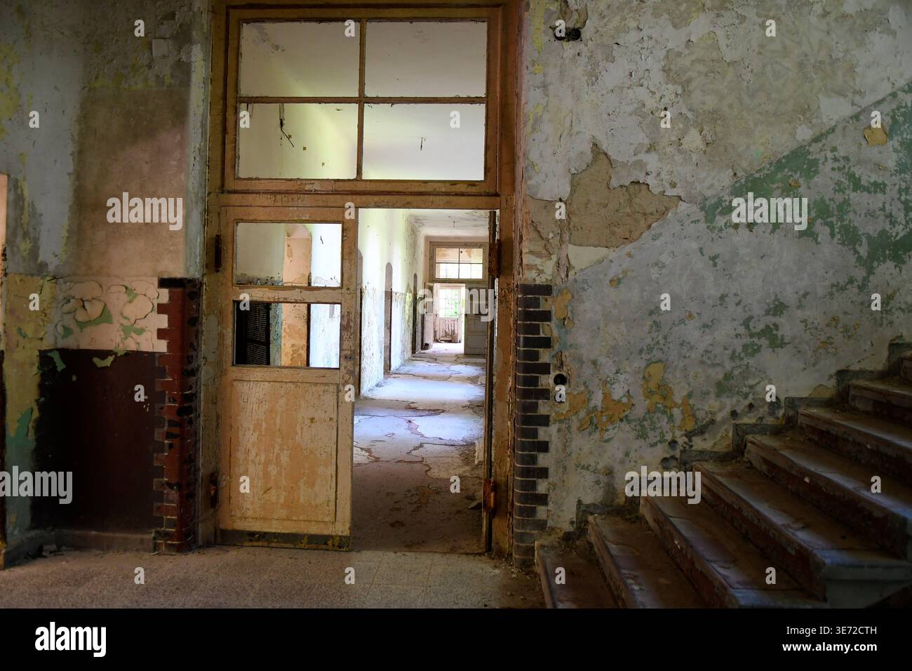 Corridor in the former Grabowsee sanatorium Stock Photo