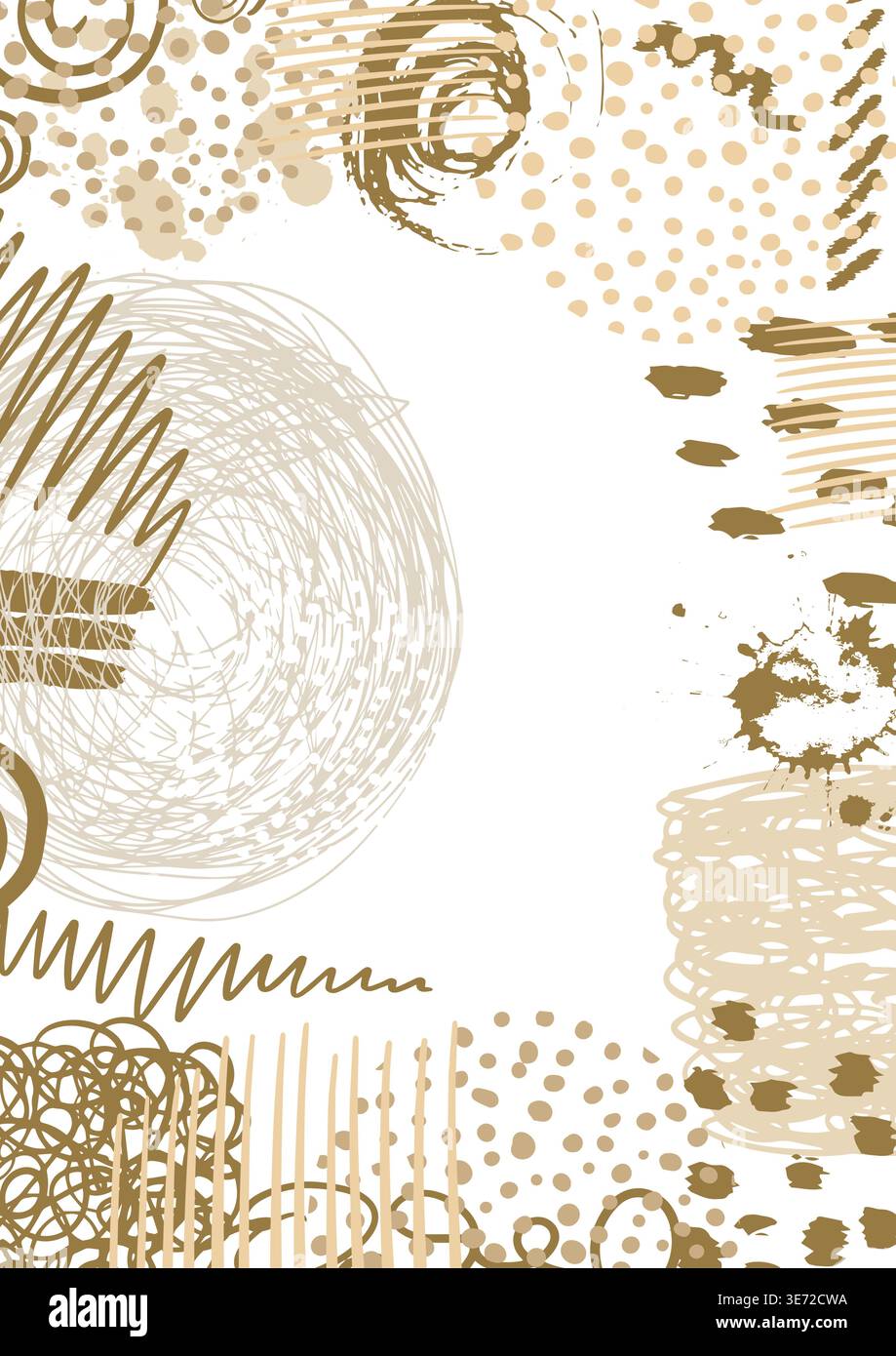 Beige abstract background A4. Hand drawn. Not AI, vector illustration. Stock Vector