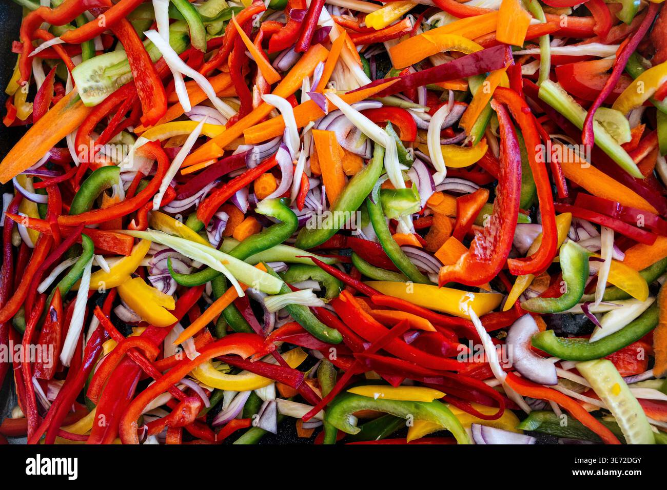 Prepared vegetable pan as a side dish for a grilled dish Stock Photo