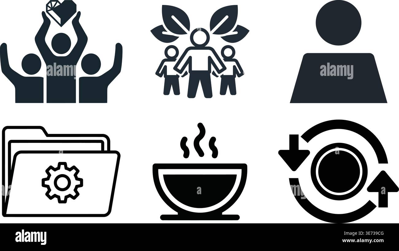 Community Teamwork and System Management Process Vector Icons Stock Vector
