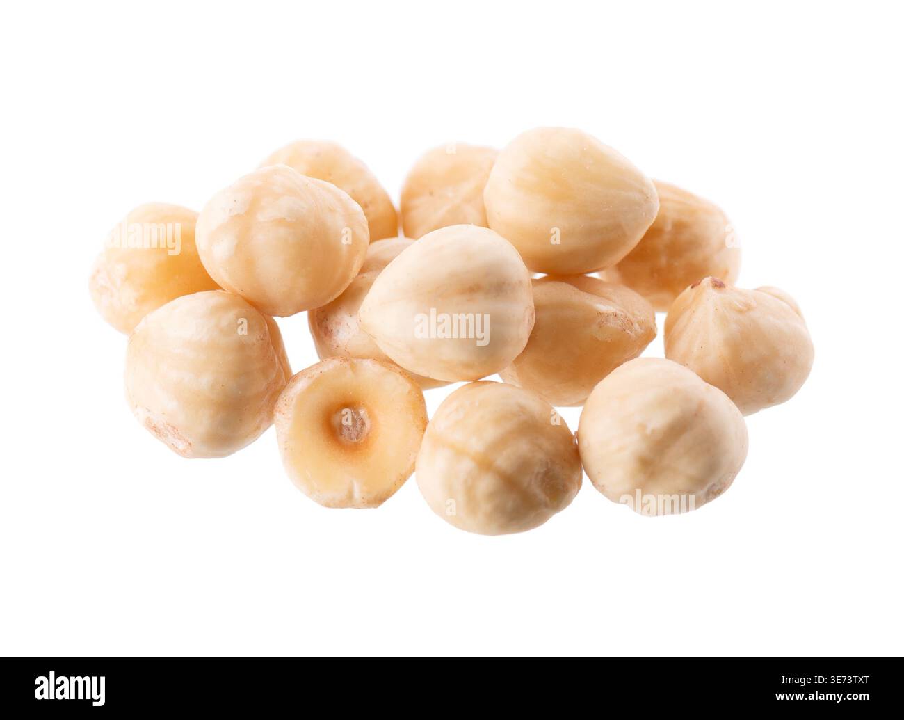 Hazelnut isolated on white background. Peeled hazelnuts. Clipping path Stock Photo
