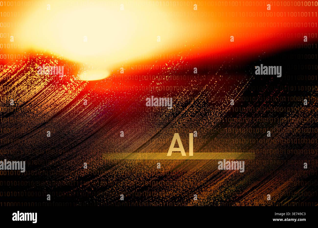 Background image of AI with binary numbers Stock Photo