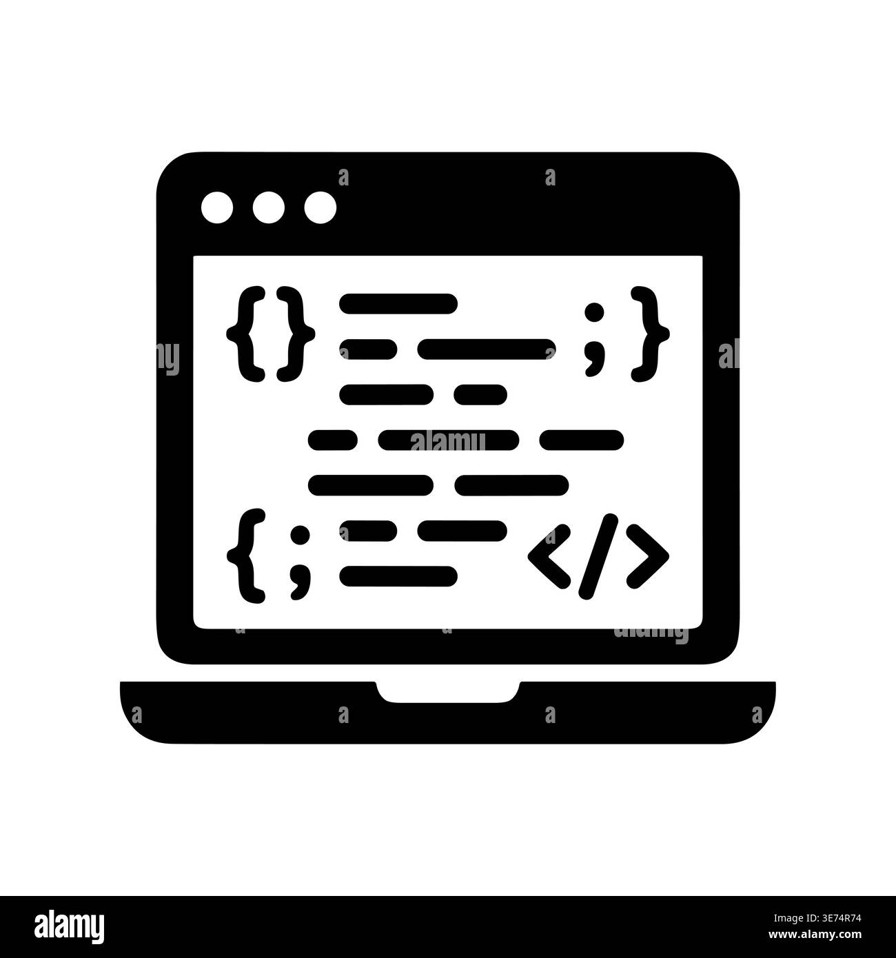 Laptop displaying source code, representing software development and programming Stock Vector