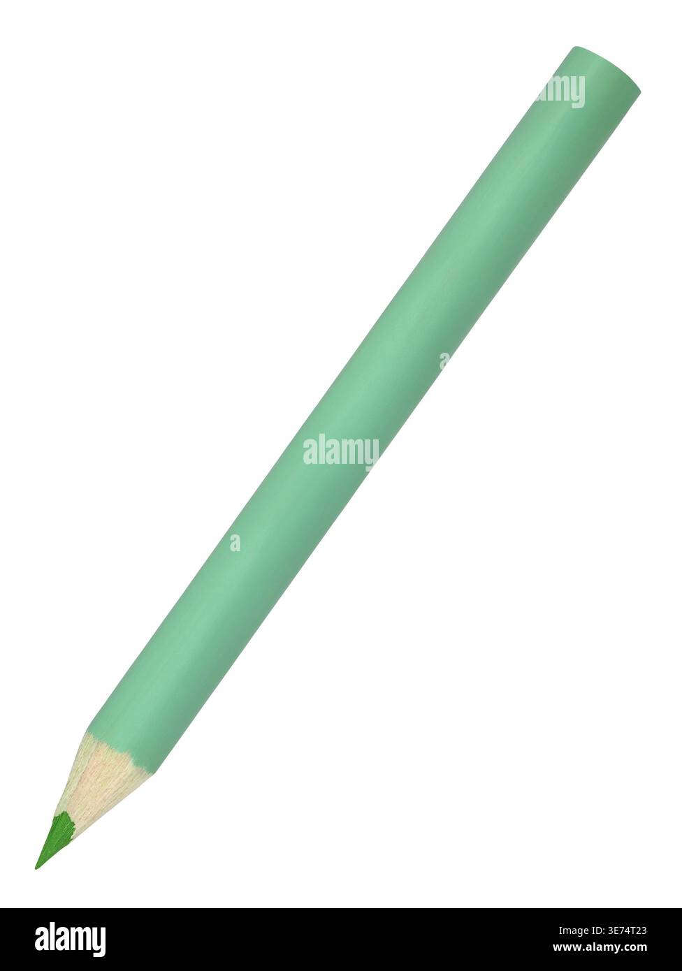 Bright green colored pencil isolated on white Stock Photo