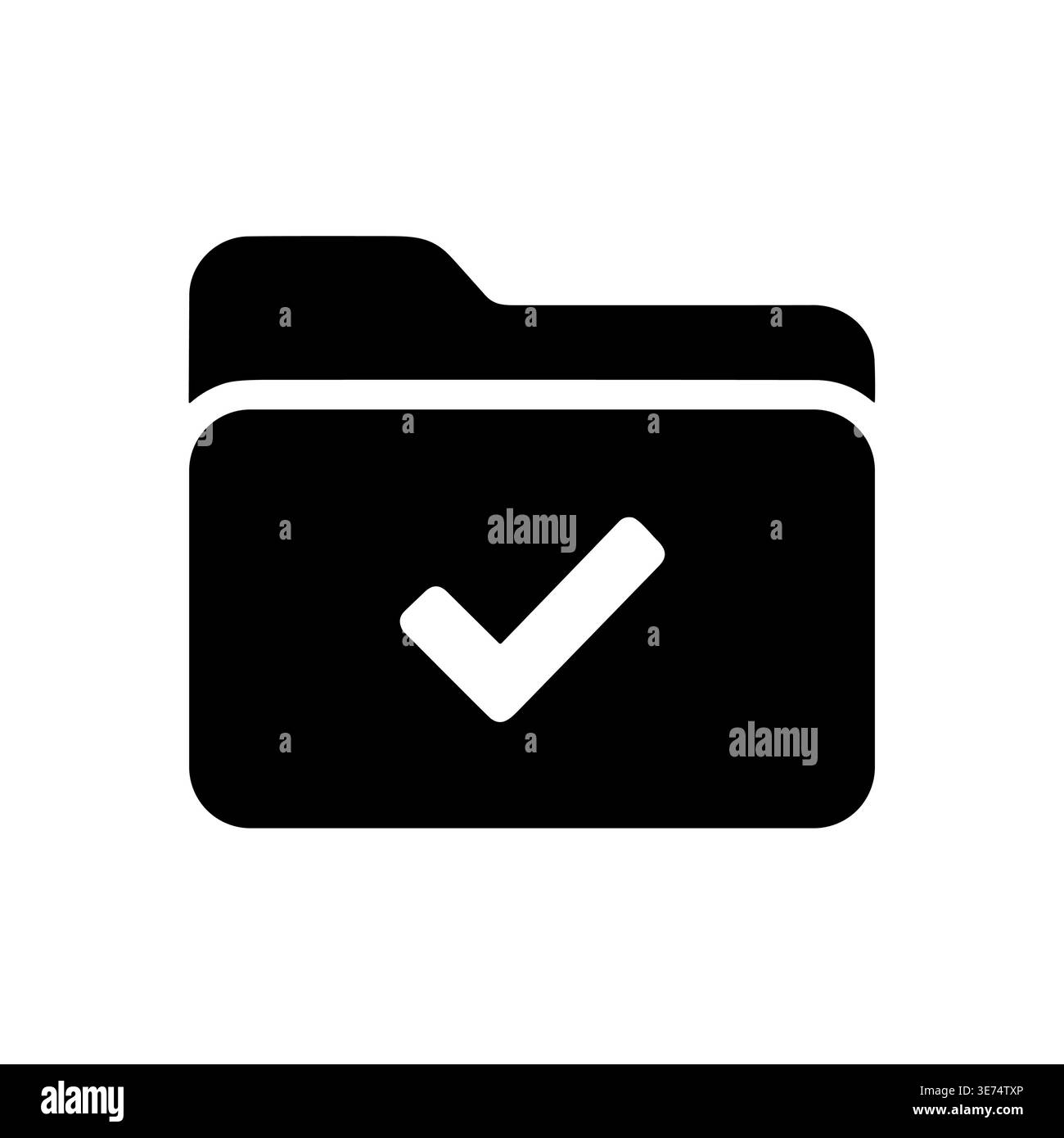 Black folder icon with a white checkmark, approved project Stock Vector