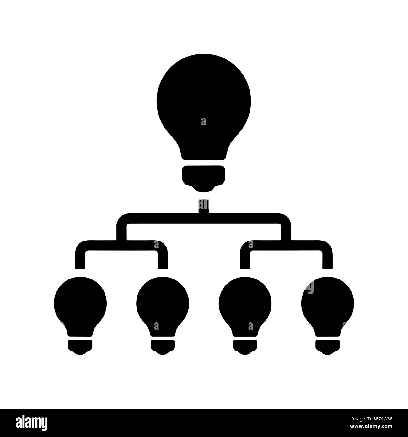 Creative Idea Generation Icon, Black and White Flat Design Stock Vector