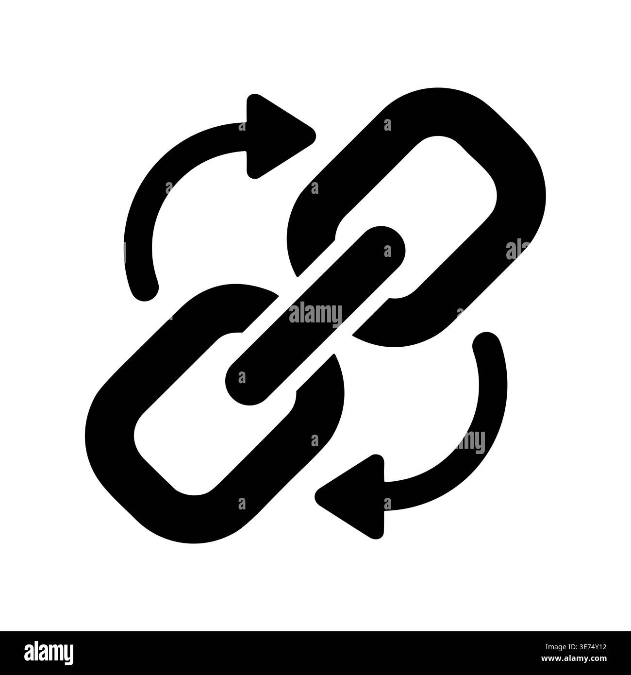 Chain link icon with circular arrows, connection, refresh concept Stock Vector
