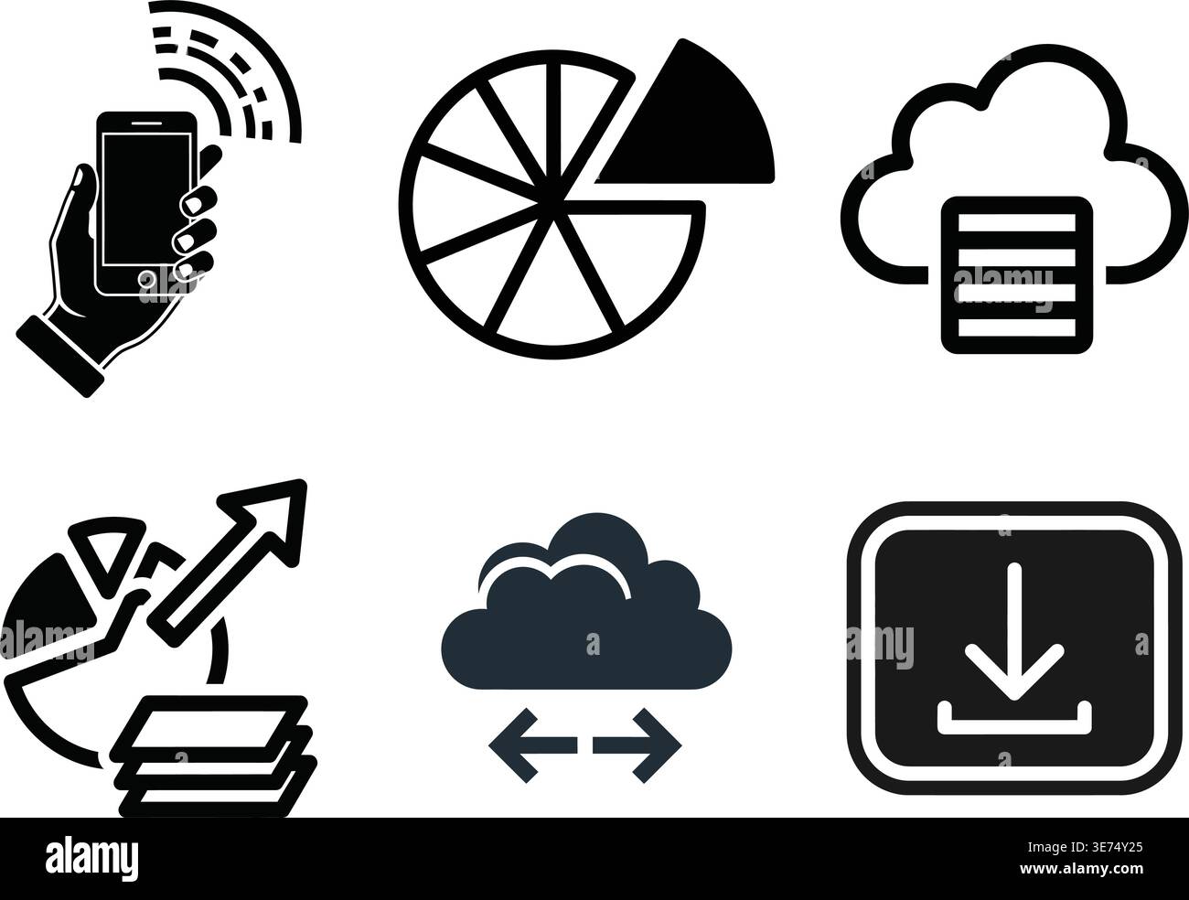 Professional Business Management and Technical Analysis Icon Set Stock Vector