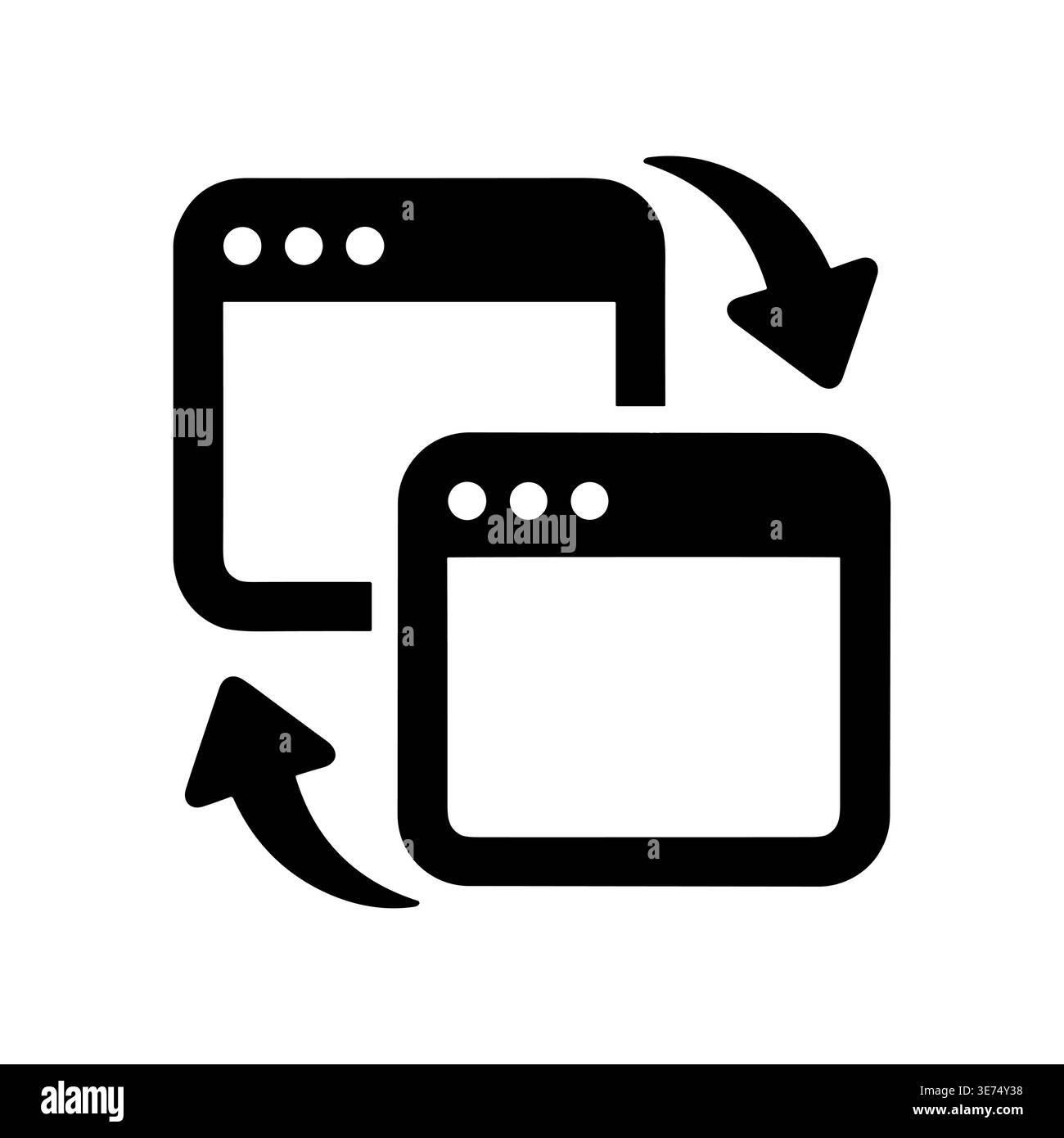Data transfer black glyph icon, synchronizing files concept Stock Vector