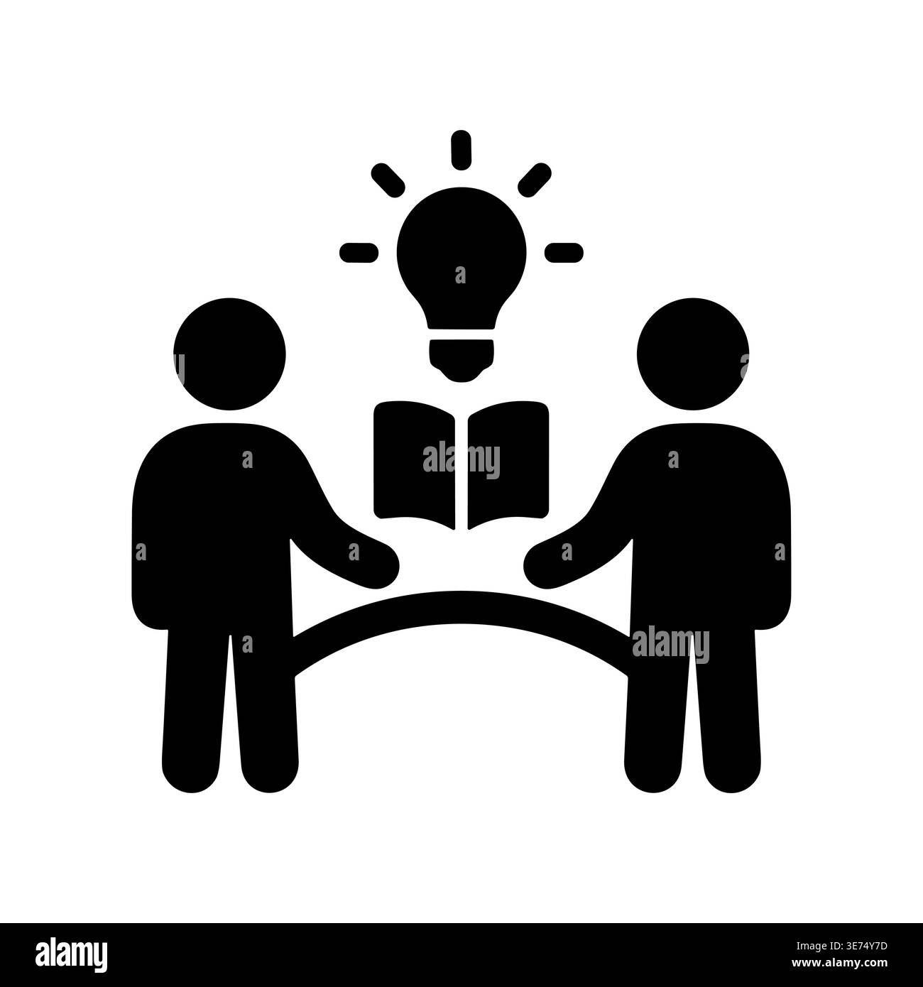 Brainstorming session with lightbulb idea, learning, and collaboration vector icon Stock Vector