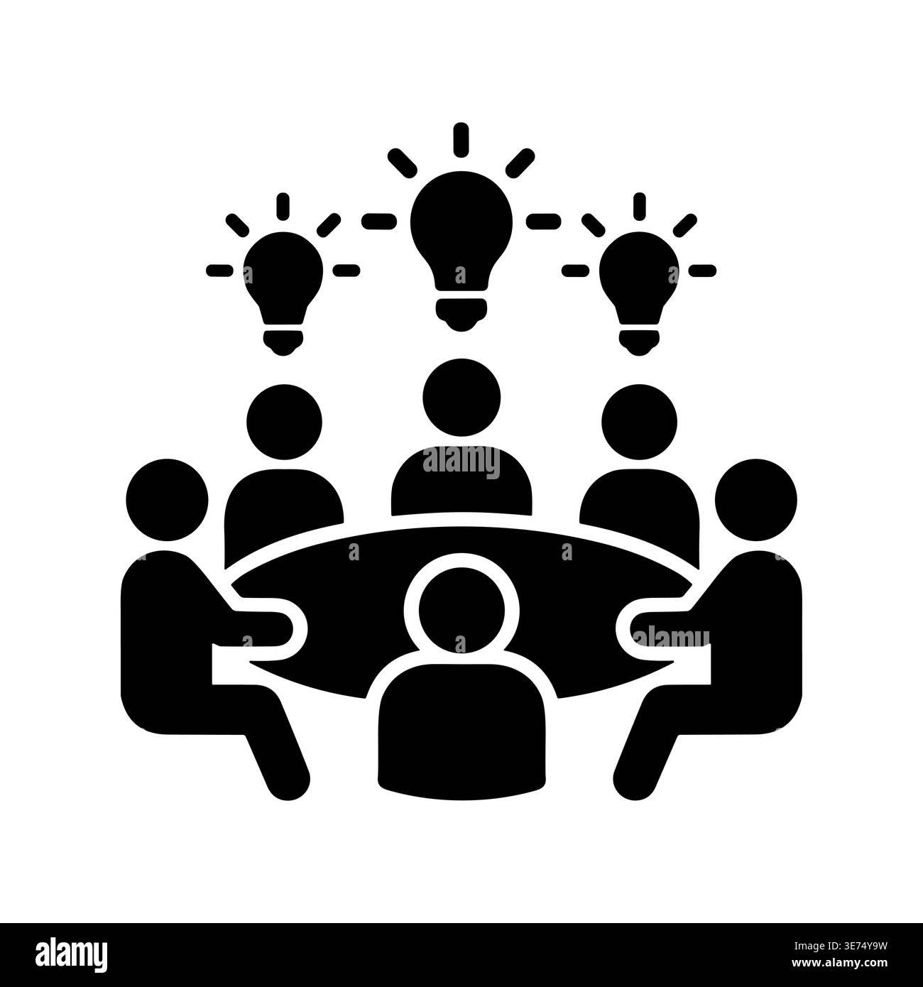 Brainstorming session black glyph icon for web or app development Stock Vector