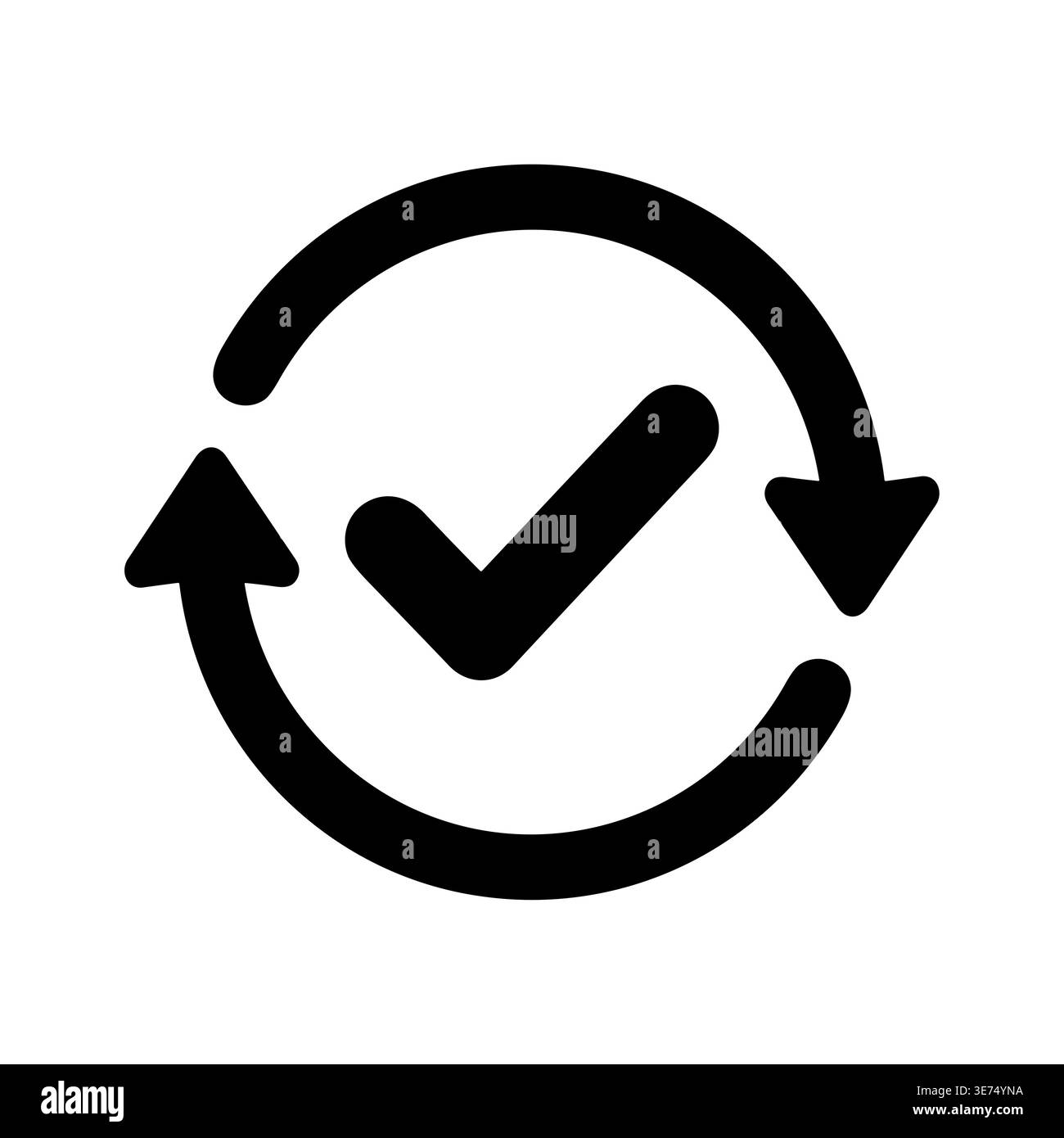Black check mark with circular refresh arrow icon vector Stock Vector