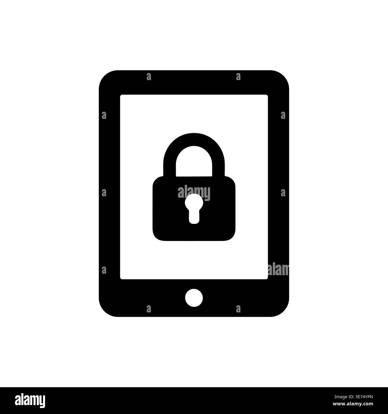 Tablet with padlock icon, data protection, internet security glyph Stock Vector