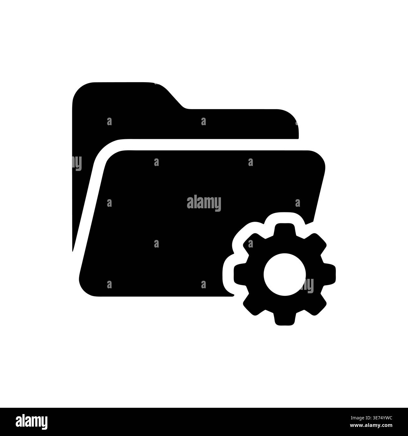 Folder with Gear Symbol Silhouette for Settings or Preferences Stock Vector