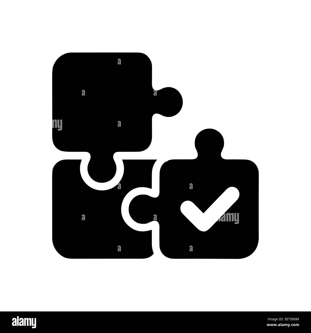 Jigsaw puzzle pieces with checkmark symbol for task completion Stock Vector