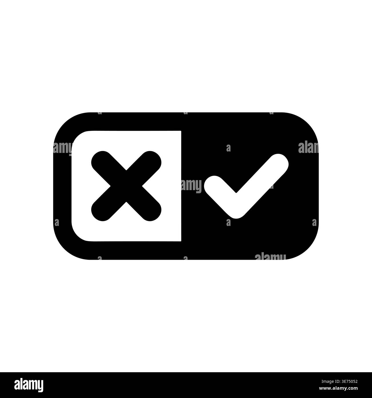 Toggle switch icon with check mark and cross symbol Stock Vector