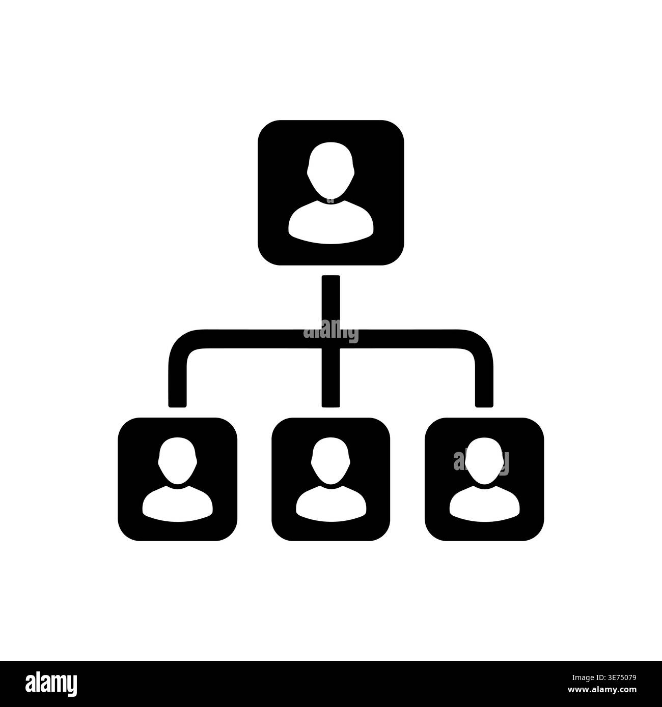 Simple Black and White Organizational Chart Icon Vector Illustration Stock Vector