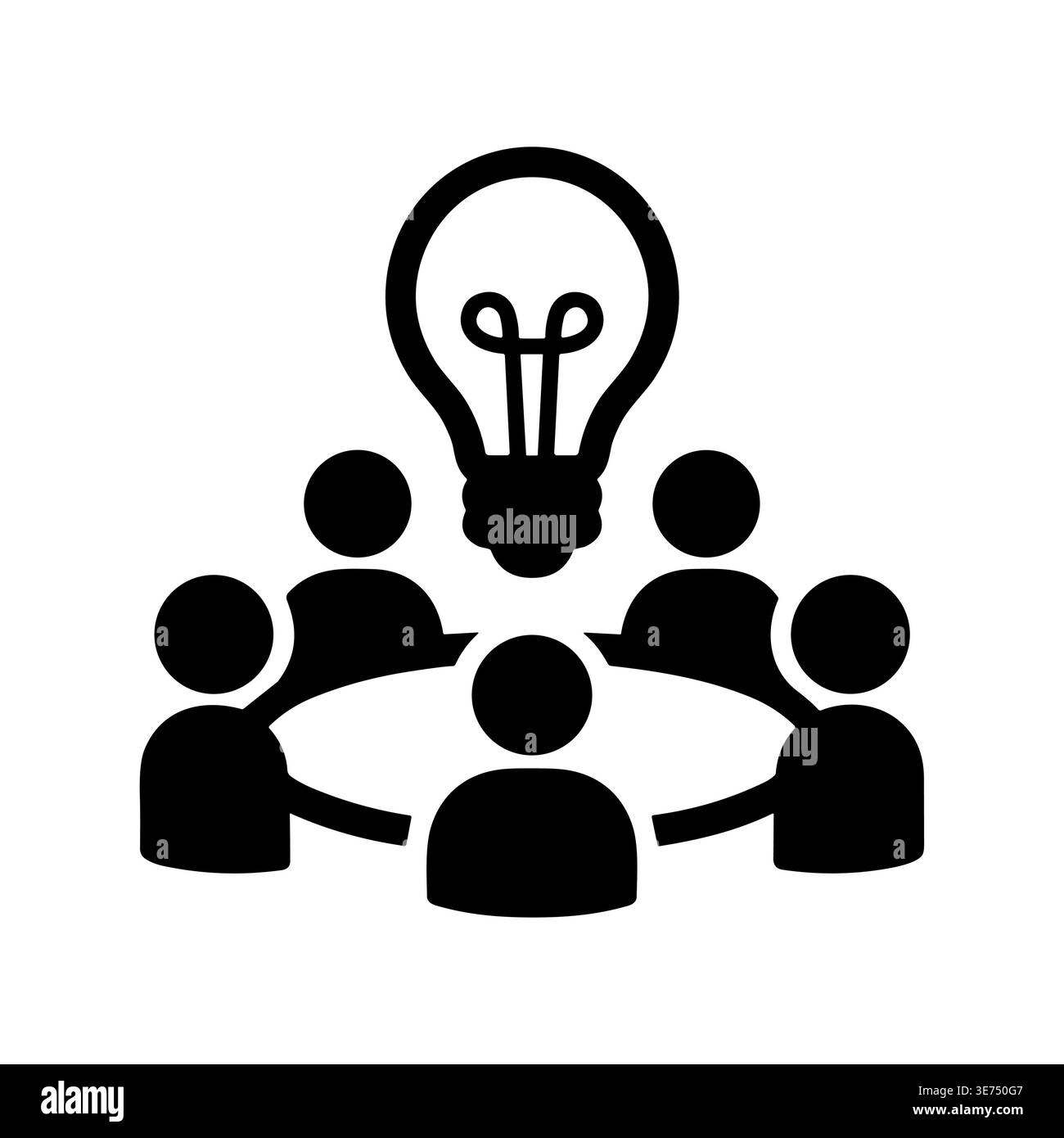 Brainstorming session icon with team and bulb light idea Stock Vector