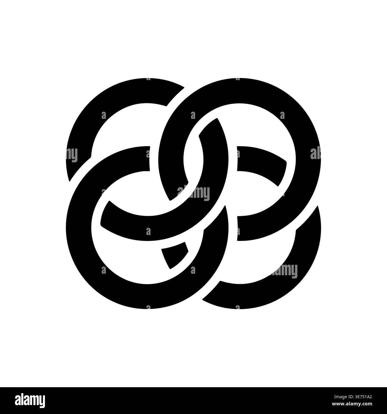 Simple Black Interlocking Rings Logo Design on White Background Stock Vector
