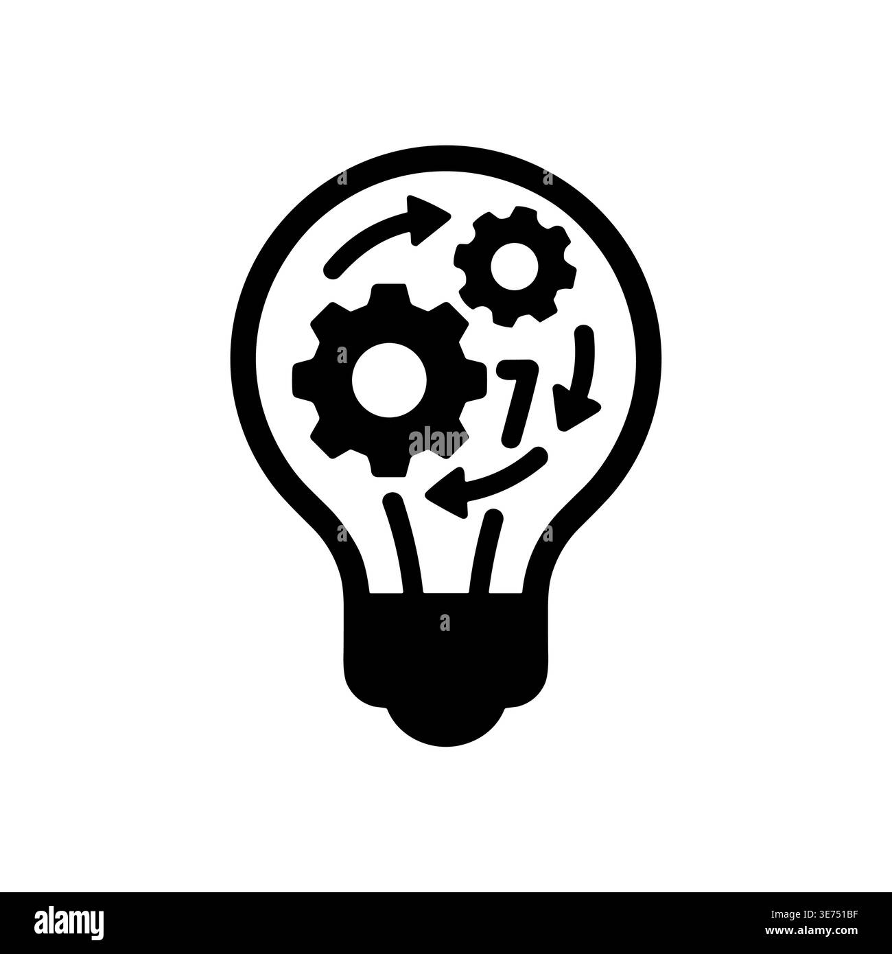 Light bulb with gears and arrows inside, creative idea concept Stock Vector