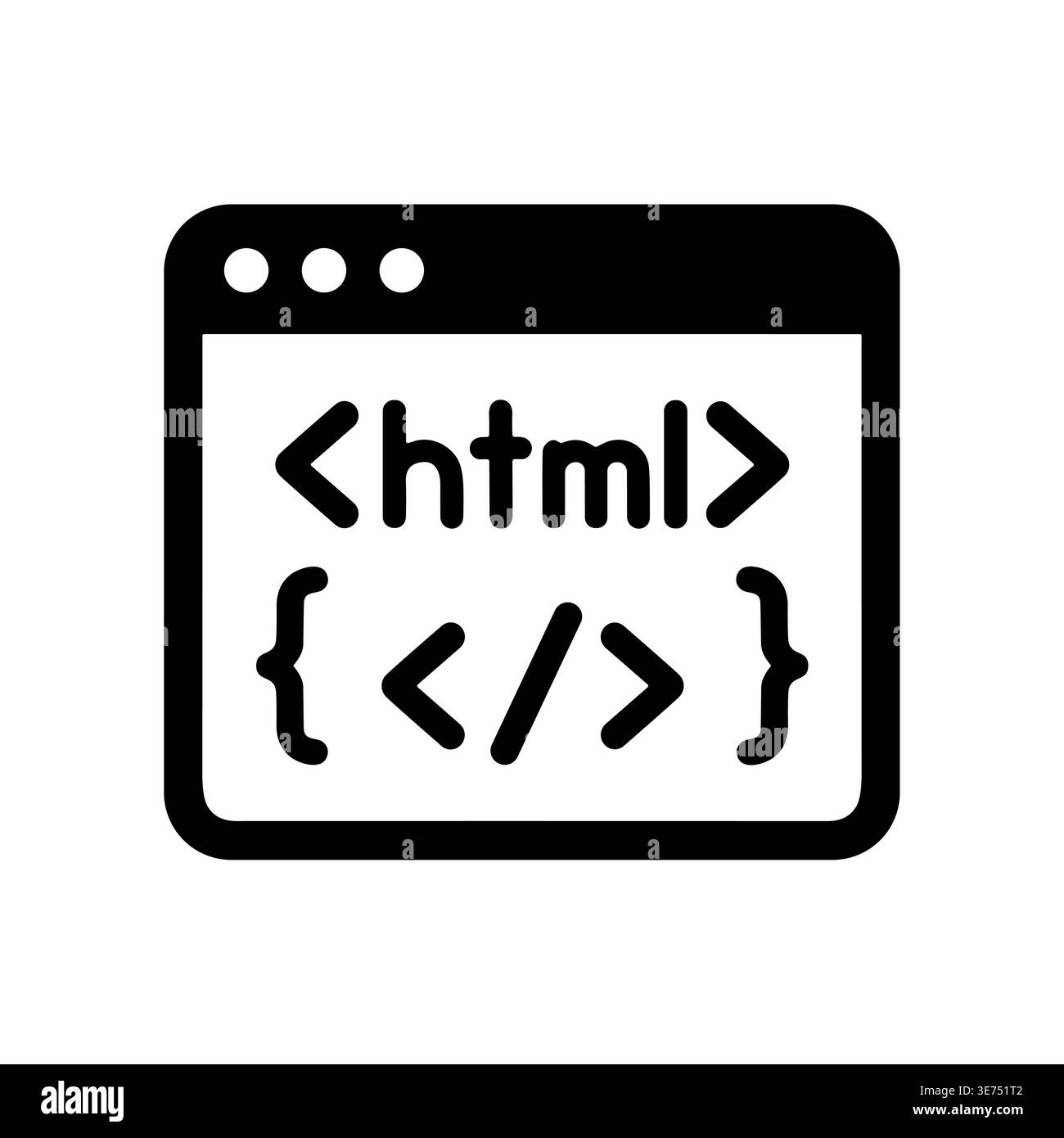 HTML code window icon, website coding symbol, simple design Stock Vector