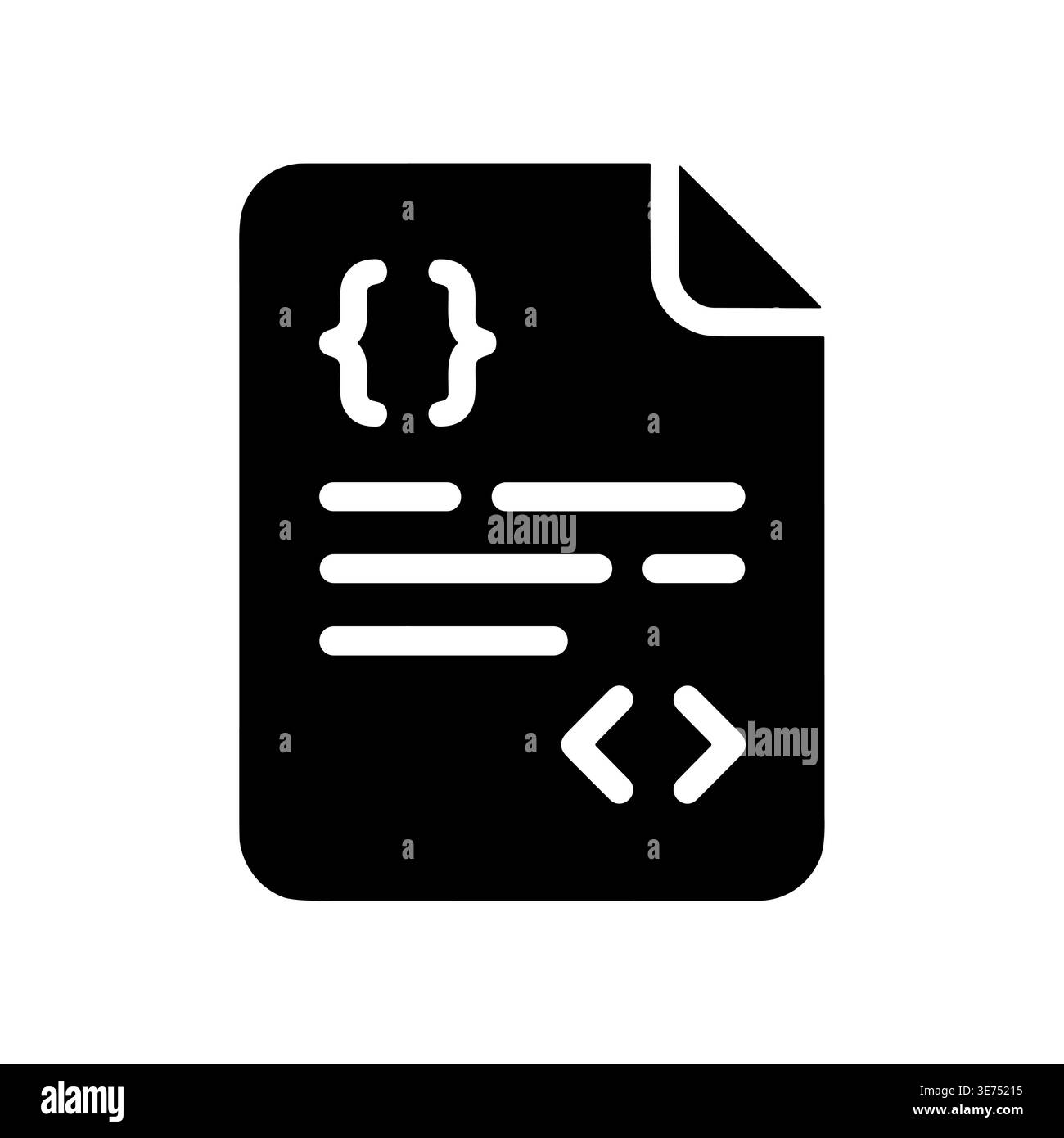 Code file icon, programming script, development glyph symbol Stock Vector