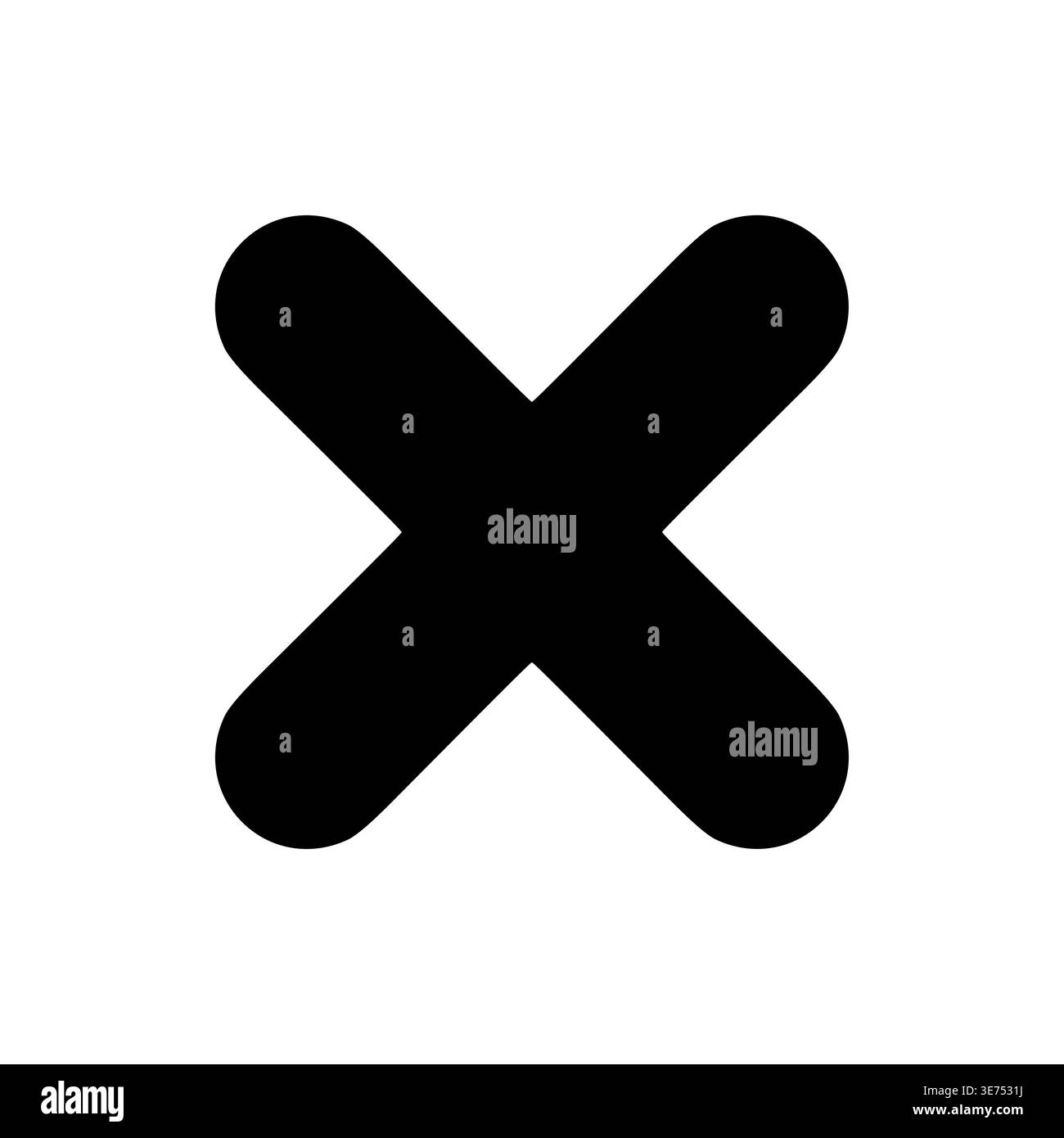 Black X mark symbol on white background simple flat Stock Vector