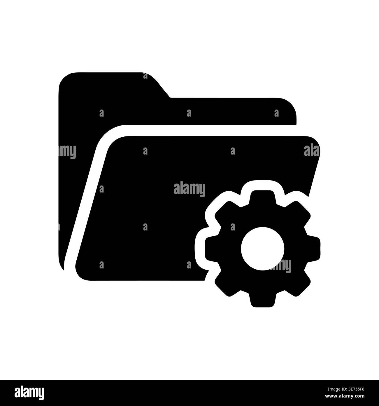 Folder with Gear Icon Glyph Style for Settings Stock Vector