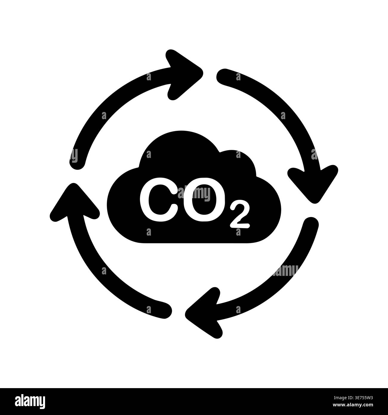 Carbon Dioxide Cycle Icon with Arrows, Pollution Reduction Concept ...