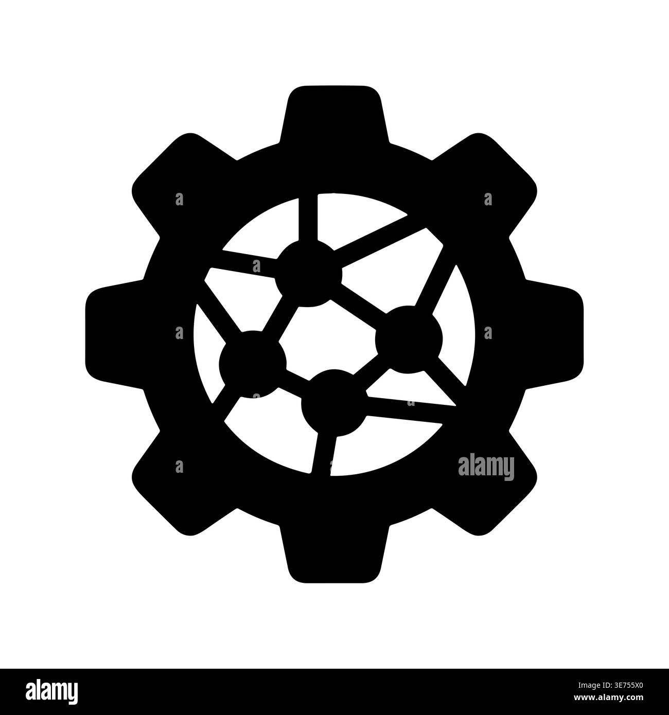 Black gear with molecule inside, vector icon, simple illustration Stock Vector