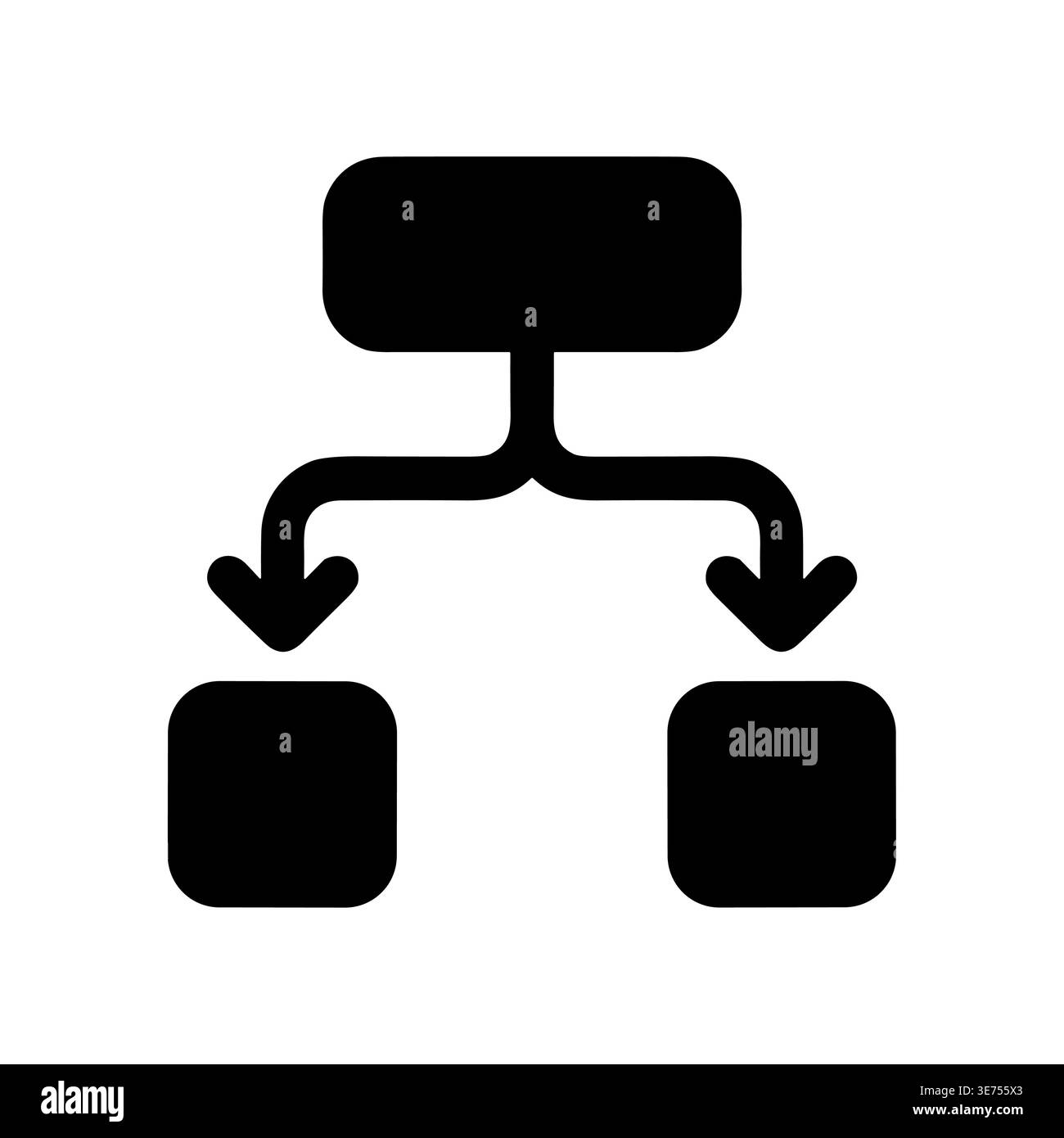 Hierarchical Structure Black Glyph Icon, Data Flow, Workflow Concept Stock Vector