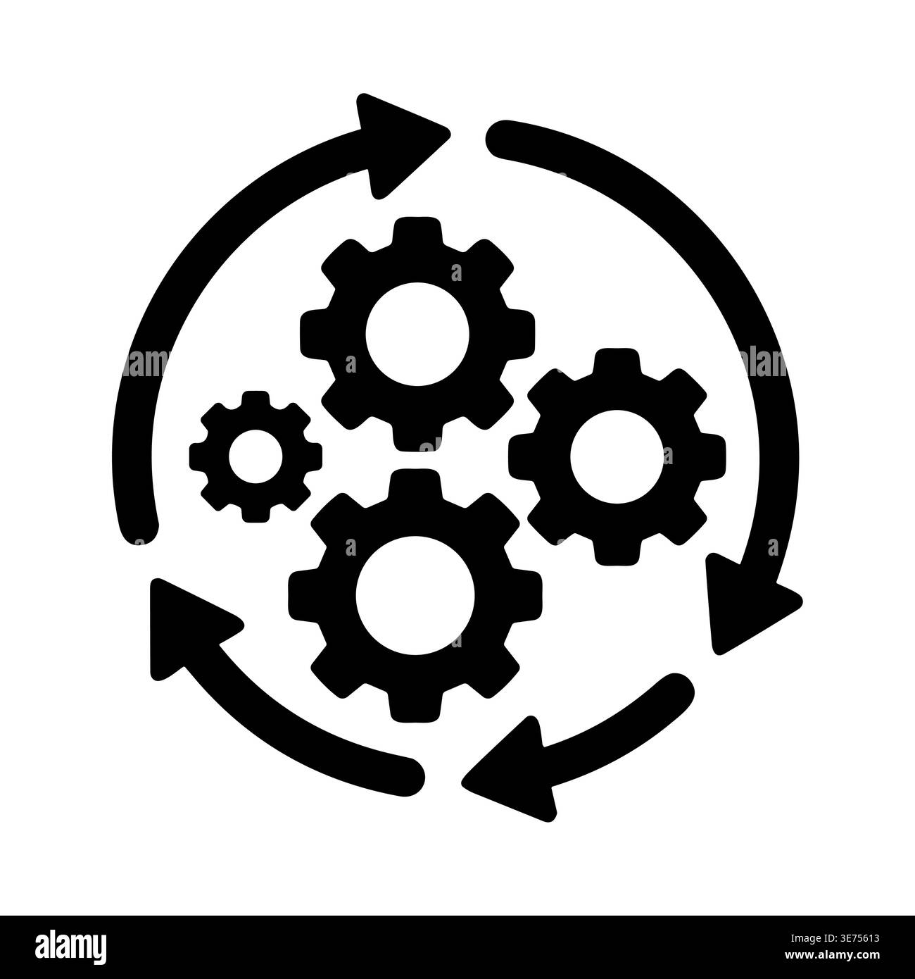 Process automation gears rotating cycle icon for workflow efficiency ...