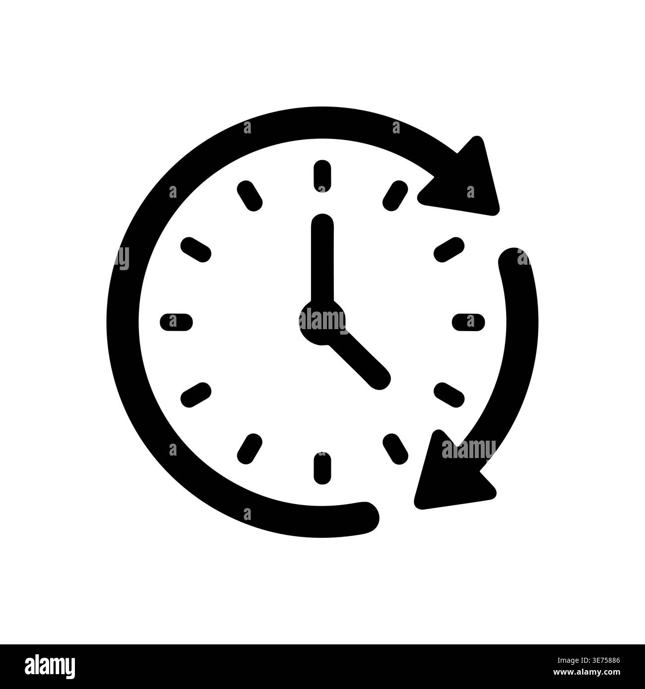 Clock with Circular Arrows: Time, Deadline, and 24/7 Concept Stock Vector