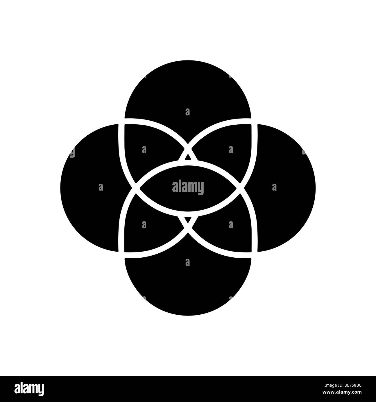 Overlapping Circles Abstract Design Black and White Vector Illustration Stock Vector