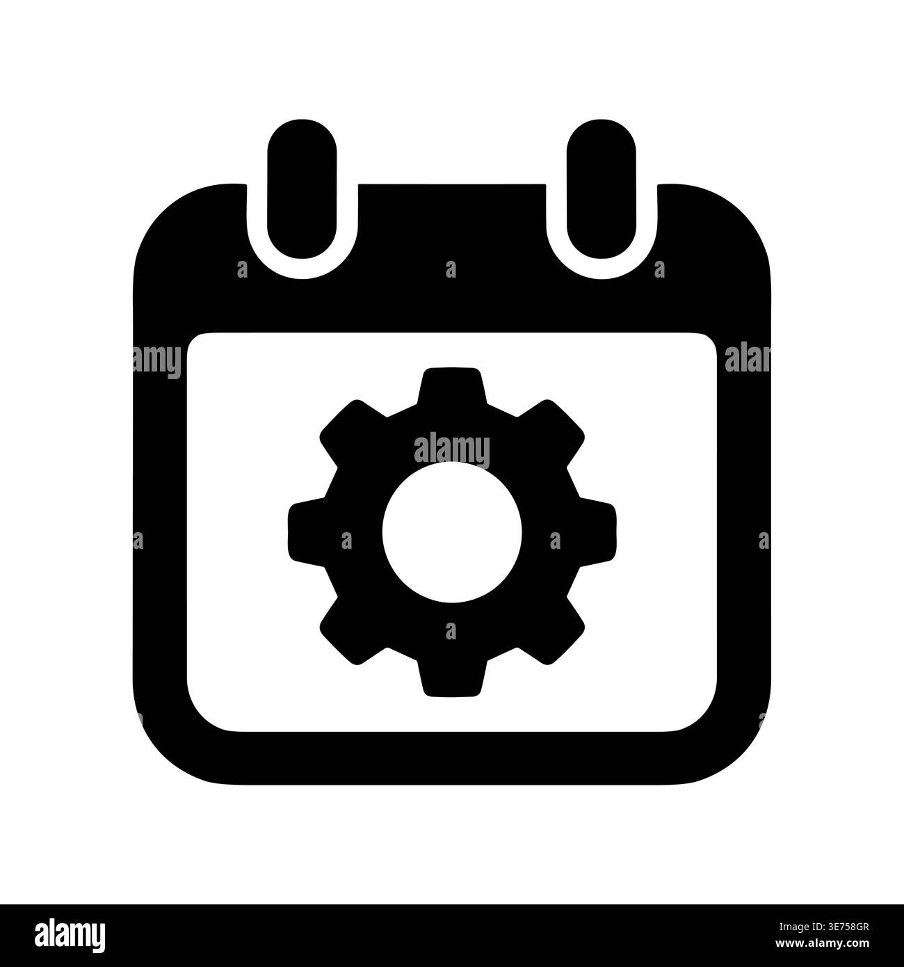 Calendar and gear icon solid style for schedule settings Stock Vector