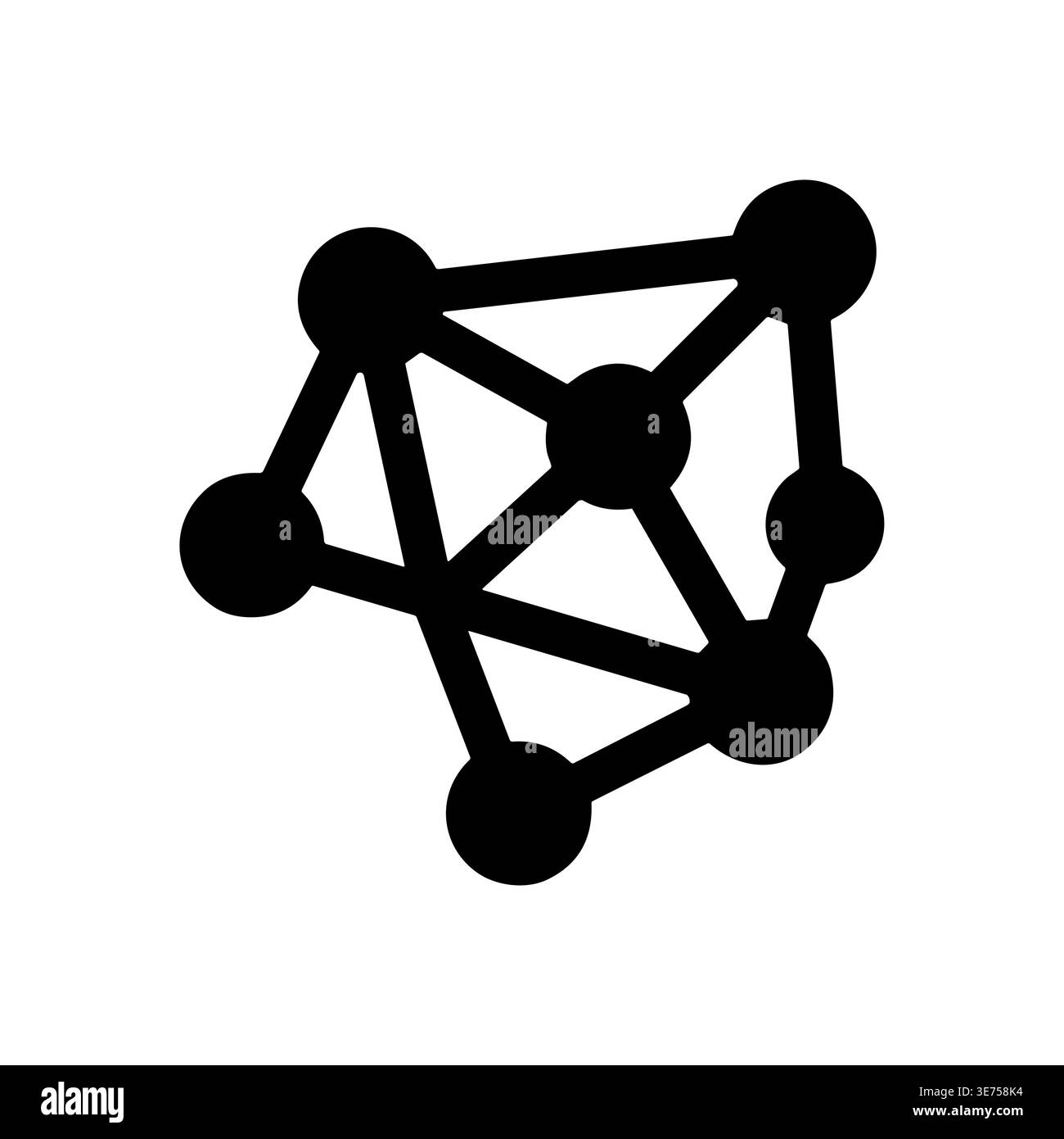 Minimal black network connection icon, connecting nodes abstract illustration Stock Vector