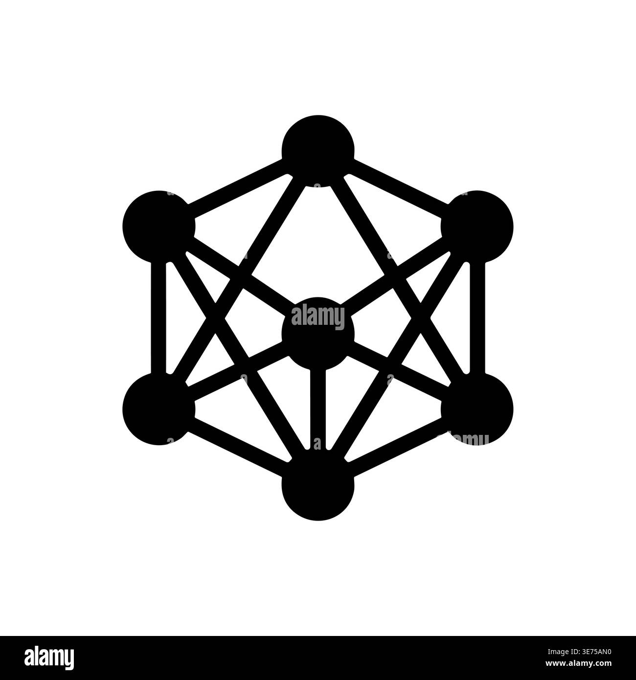 Abstract geometric network connection icon vector illustration in black Stock Vector