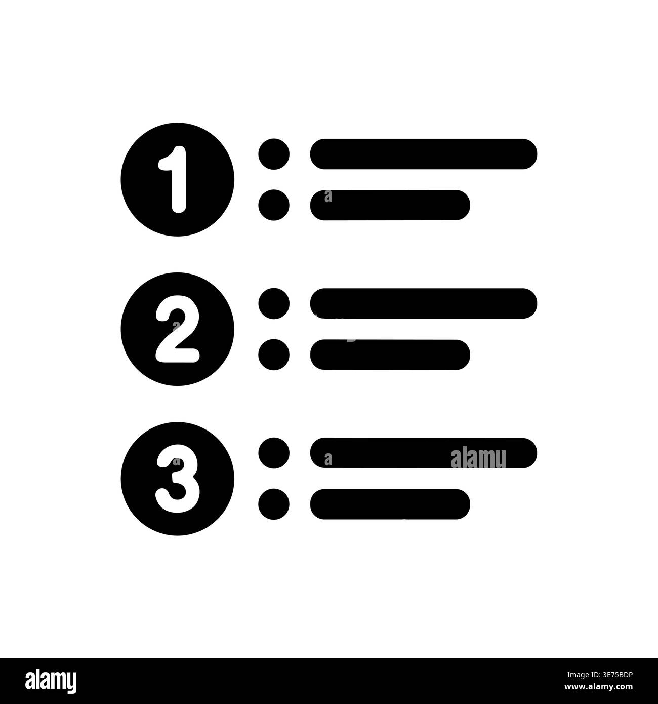 Numbered list icon illustration, step-by-step guide, simple graphic design Stock Vector