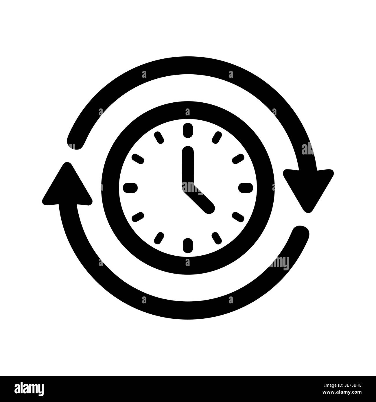 Clock icon with circular arrows, time management concept, vector illustration Stock Vector
