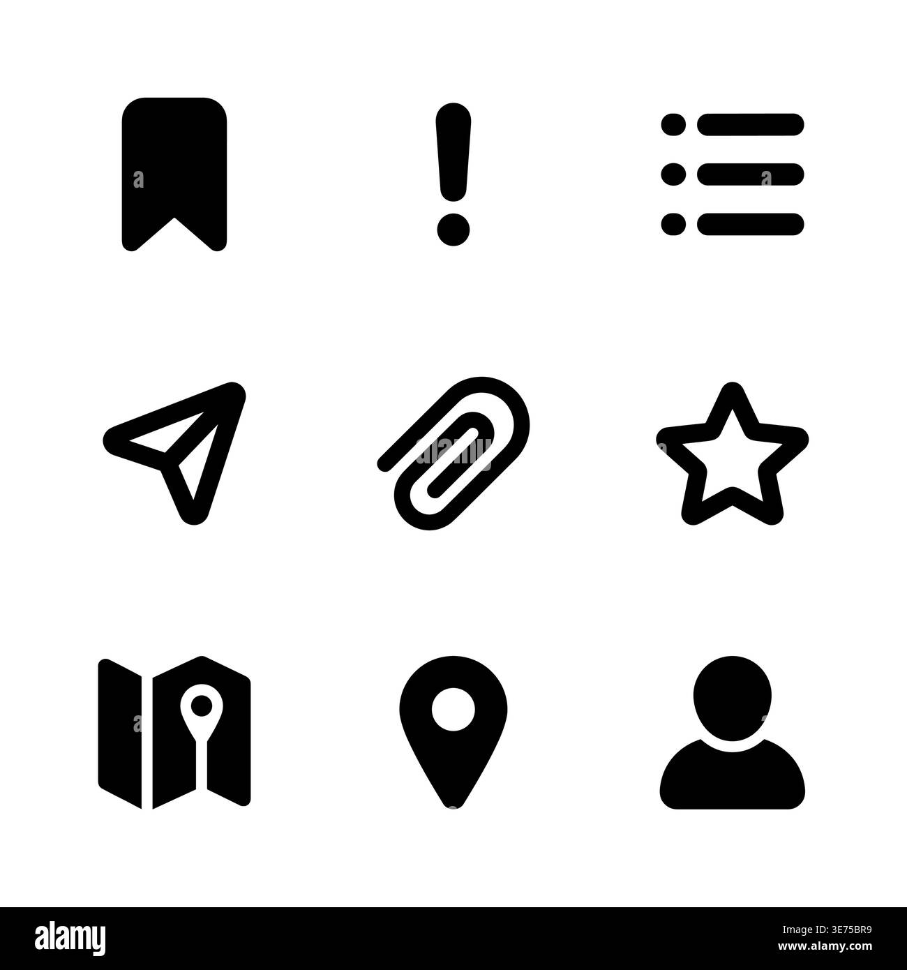 Set of basic user interface vector icons in black color Stock Vector