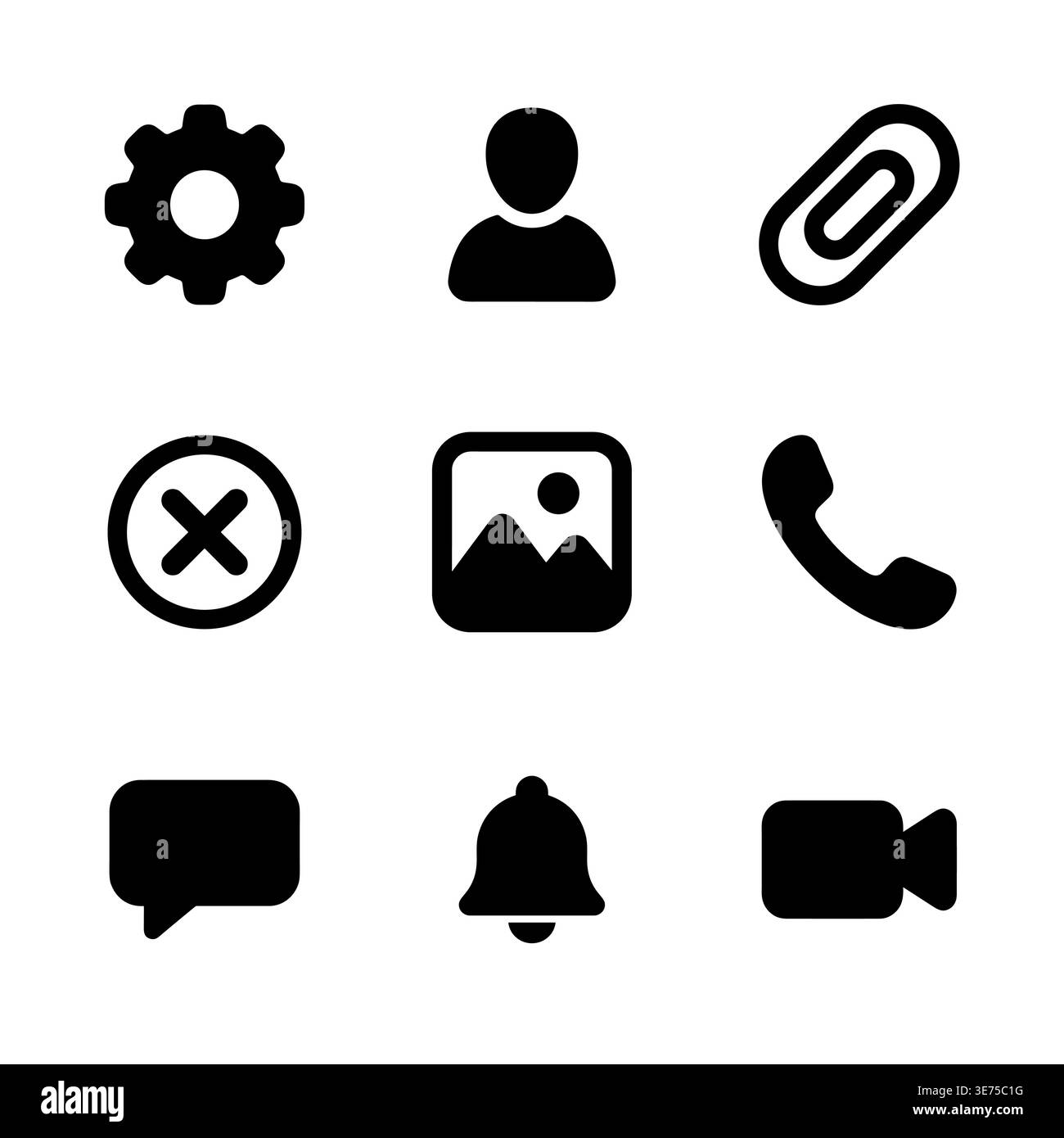 Simple set of basic user interface vector icons glyph style Stock Vector
